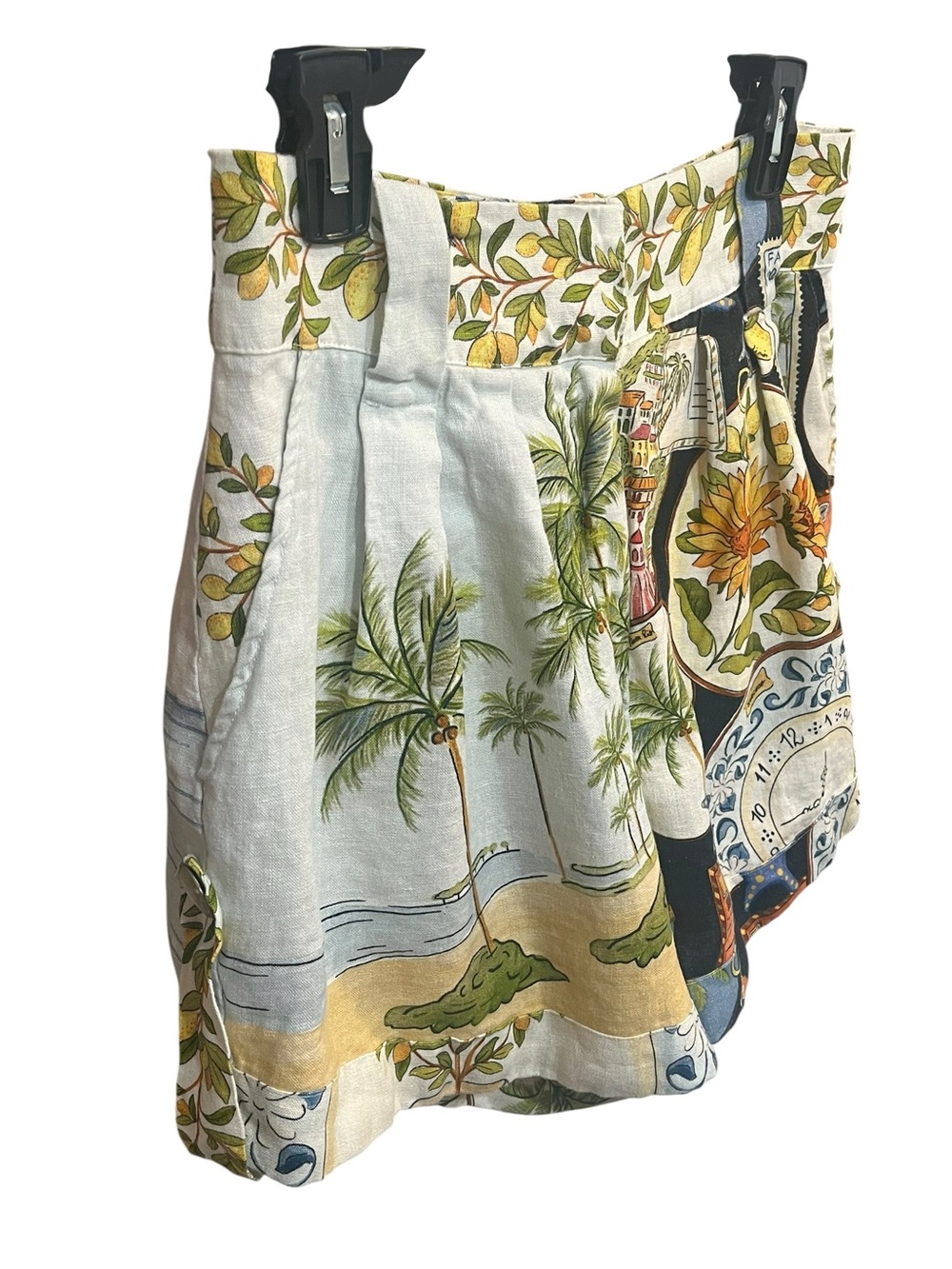 Farm Rio “Latin Trip Scarves” High Waisted Pleated 100% Linen Shorts - Medium - Picture 3 of 9